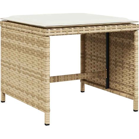 vidaXL Garden Stools with Cushions 4 pcs Beige 41x41x36 cm Poly Rattan (1/5)