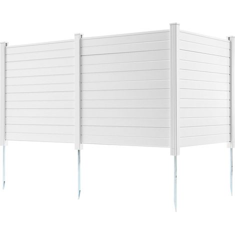 Panneaux occultants extérieurs 127 x 127 cm, clôture pour climatiseur, cache-poubelle et unité extérieure, brise-vue en vinyle horizontal, 3 panneaux (1/5)