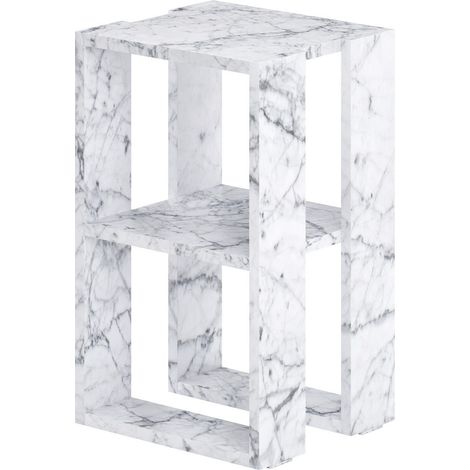 Nachttisch aus Holz "Lonie" 30 x 30 x 55 cm - Carrara Marmor