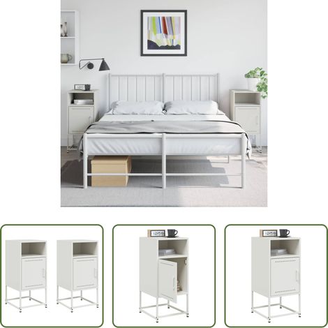 Meuble industriel - Tables de chevet 2 pcs blanc 36x39x78 cm acier (1/5)