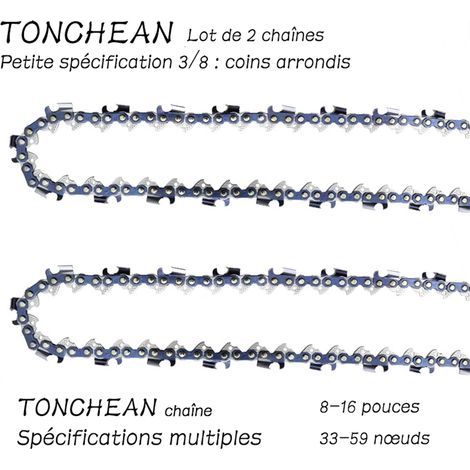 TONCHEAN Kettensägenführung und Kette, 2er-Pack Kettensägenkette mit geringem Rückschlag, 3/8 Zoll LP, 52 Glieder für Kettensäge (14 Zoll), 26-teiliges Sägeblatt – abgerundete Ecken (1/5)