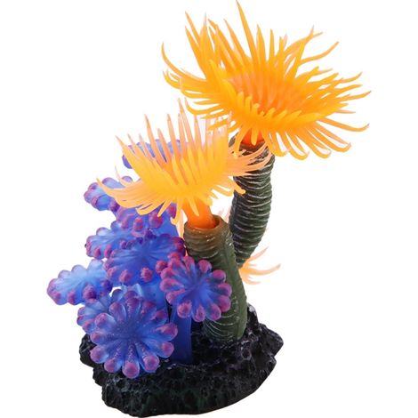 Anémona de mar artificial de silicona, coral simulado, decoración para acuario.