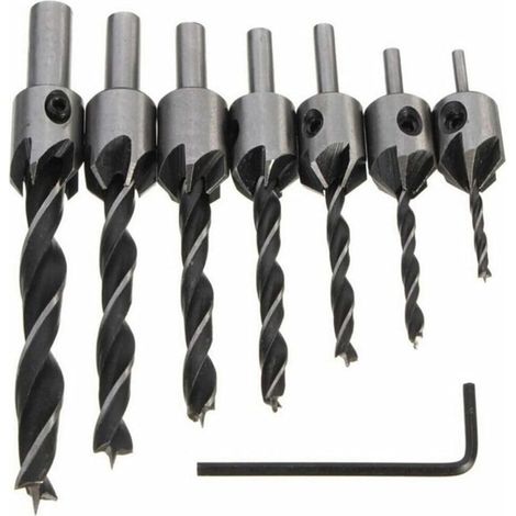 pezzi HSS 5 punte per fresa per legno smussatura chiave da 3-10 mm, grigio argento (1/4)