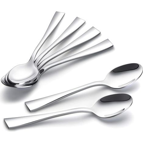 Lot de 6 cuillères à café de 13 cm en acier inoxydable - Passe au lave-vaisselle - Pour café, dessert, thé, apéritif (1/5)