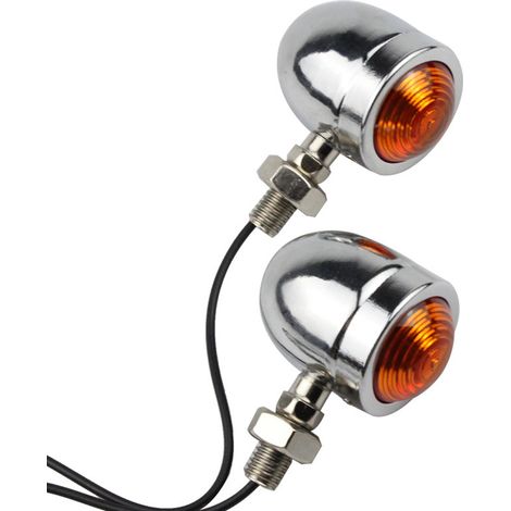 Silver clignotants Ampoules indicateurs avant / arrière Ambre / Jaune Adaptés pour Chopper Bobber Cafe Racer (Pack de 4) (1/5)
