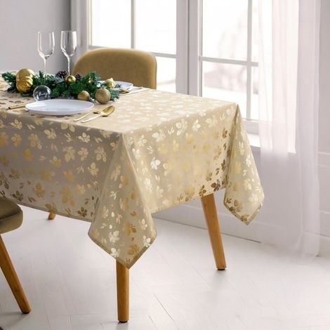 Nappe rectangulaire 150x300 imprimé doré POMME DE PIN (1/3)