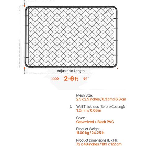 Portail en grillage, panneau réglable, construction durable, 72x46inch (1/2)