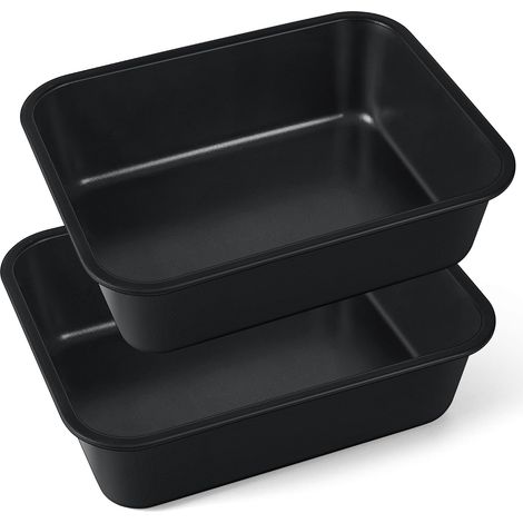 Lot de 2 Plats à gratin, Acier inoxydable, Revêtement antiadhésif, 27x21x8 cm, Cuisson four (1/5)