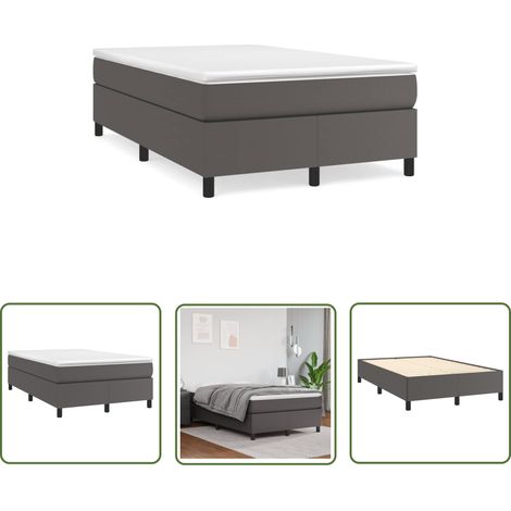The Living Store Boxspringbett mit Matratze Grau 120x190 cm Kunstleder - Boxspringbett - Betten - Doppelbett - Kunstlederbett - Schlafsofa (1/5)
