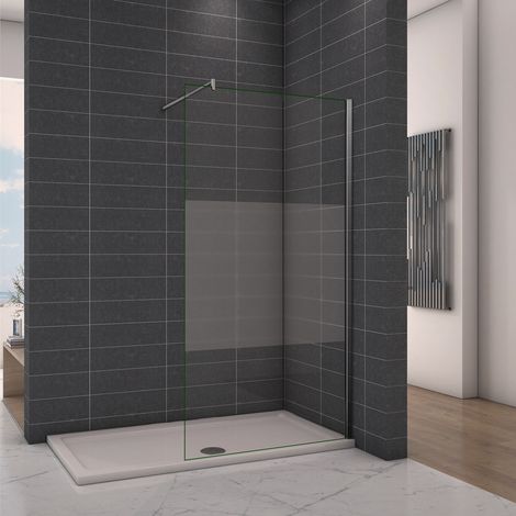 Parete Doccia Vetro Temperato Anti-frantumi Opaco-satinato Fascia Centrale 8mm Fissa Con Barra Stabilizzatrice Regolabile 80x200cm (1/5)