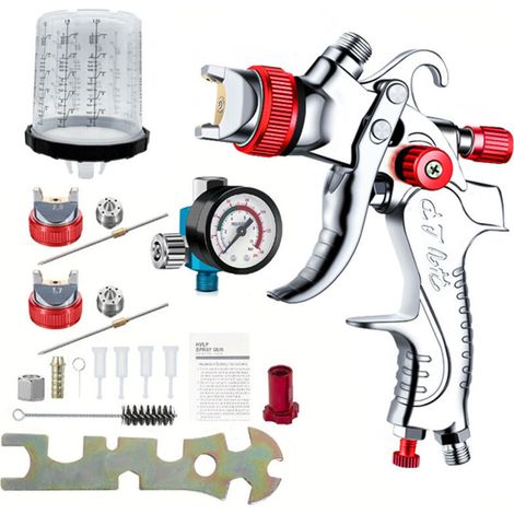 HVLP-Spritzpistole – 1,4/1,7/2,0 mm Düsen – Schwerkraftzufuhr – 2,5–3,5 bar Druck – Für Möbel und Fahrzeuge – Crezuo