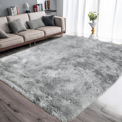 Teppich Rund Rutschfest Wohnzimmer 140 x 200 cm (Rechteckig) Grau Weiß (1/5)