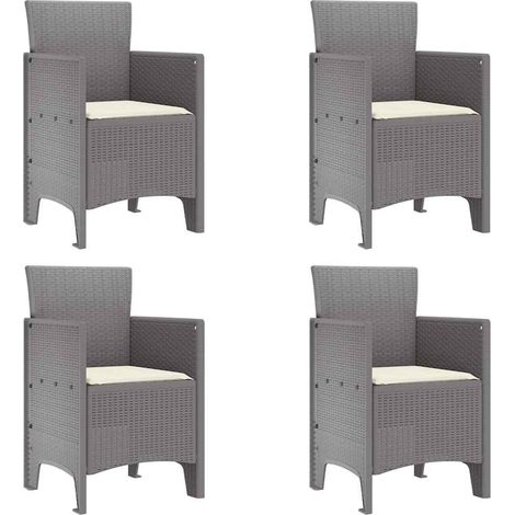 Chaise de jardin 4 lot de 2 Chaises d'extérieur Gris clair 53 x 49 x 85 cm Polypropylène (1/5)