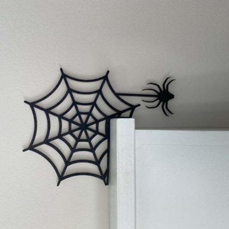Déco Halloween en bois, panneau d'angle porte sorcière araignée, enseigne automne, ornement mural effrayant pour maison (1/3)