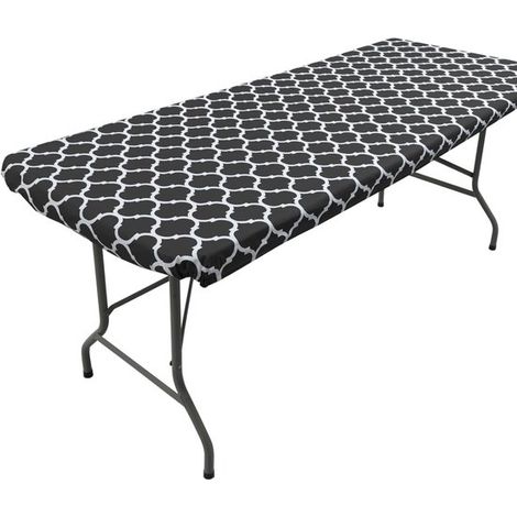 Mantel de 1,83 m (6 pies), Mantel rectangular marroquí, Vinilo resistente al agua, Mantel para picnic, PVC, Negro, 76 x 183 cm (30 x 72 pulgadas) (1/5)