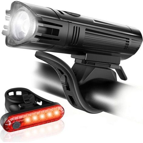 Feux de vélo - Set - 400 Lm - USB Rechargeable - IPX4 - 360° Visible - Pour Vélo Urbain et Routier - 2 Pièces (1/5)