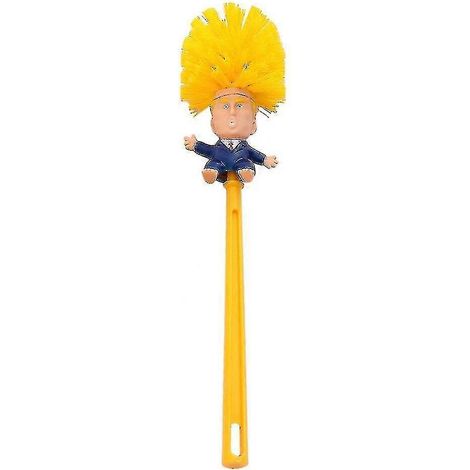 Donald Trump Toilettenbürste, Reinigung und Spaß, mit Halterung, zur Reinigung von Toiletten und Schüsseln, Geschenk für Zuhause, leuchtend gelb.