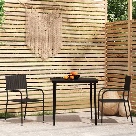 FIMEI Ensemble de salle à manger de jardin 3 pcs Noir (1/5)