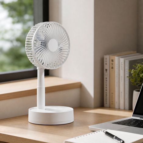 Ventilateur de bureau pliable et extensible 6 pouces, oscillant, rechargeable USB Type-C, 4 vitesses, batterie 1800mAh, modèle F40B (1/4)