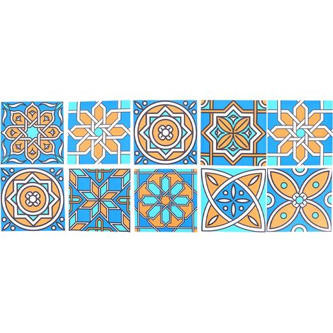Lot de 10 stickers de papier peint adhésif imperméable, déco murale autocollante pour chambre et sol, carrelage design (1/5)