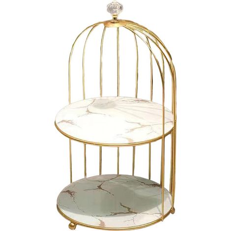 Étagère à Parfum De Luxe Soins De La Peau Organisateur Gâteau Cupcakes Servant étagère De Maquillage Blanc 2 Niveaux (1/5)