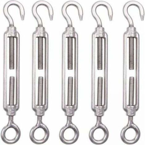 Set mit 5 M6-Kabelspannern aus Edelstahl, 6 mm, Zaunspannhaken, verstellbare Drahtgitterspanner aus Edelstahl 304 für Seile, Kabel, Wäscheleinen, Gartenzäune