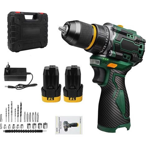 Perceuse à percussion sans fil 16,8V brushless 55 N·m – 23+1 couple, LED, 24 embouts, tournevis électrique avec 2 batteries 2000 mAh (1/5)