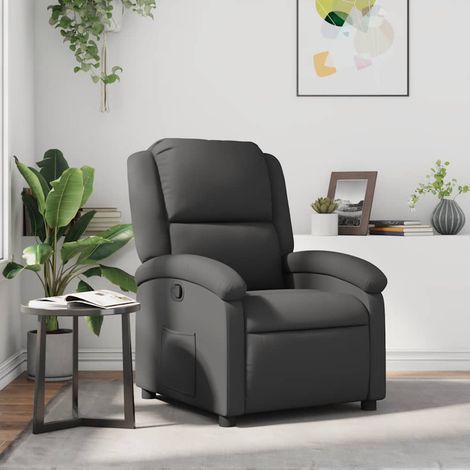 Relaxsessel Grau Echtleder