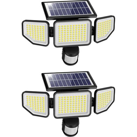 2 x Solar Lights Outdoor Motion Sensor LED Floodlight 3000 Lumens IP65 Waterproof for Patio, Conservatory, Garage, Yard, Street (1/5)