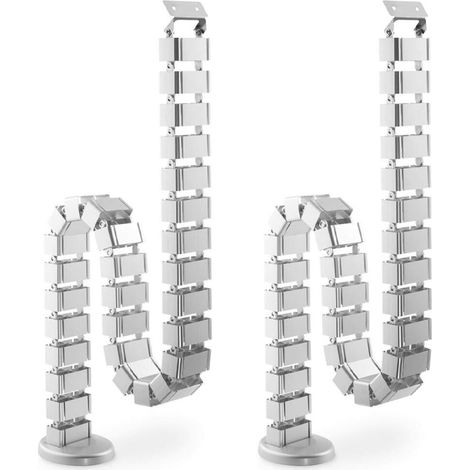 Kit de gestion des câbles, organiseur de câbles flexible réglable à quatre entrées pour bureaux, argent, 2 pièce (carré, 80 cm) (1/5)