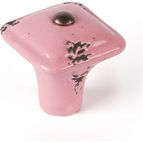 Pomo para Mueble  Estilo Decorativo  Fabricado en Porcelana - Acero  Acabado en Rosa  Medidas 333346 mm  Sistema de Fijación Atornillado  Incluye Tornillos M4  1 Unidad -