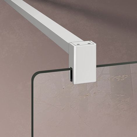 Grand Verre – Barre de renfort recoupable pour porte et paroi de douche – Aluminium anodisé blanc mat – Longueur 90 cm – Compatible verre 6 à 8 mm