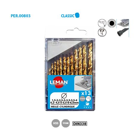 Leman - Coffret 13 Forets Metal Titane Diam1.5 à 6.5mm (1/2)