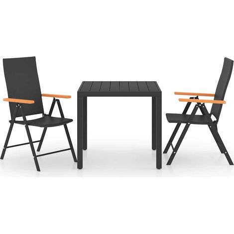 Maison Exclusive - Set da Pranzo da Giardino 3 pz Nero e Marrone (1/5)