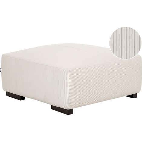 Ottomana moderna quadrata in velluto a coste bianco sporco 80 x 80 x 35 cm Lungo