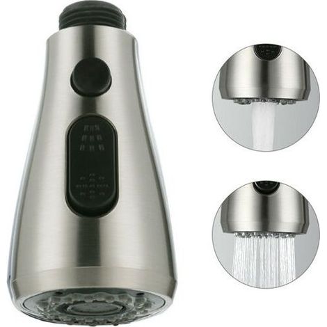 Douchette Evier Pull-Out Douchette pour Robinet Mitigeur Cuisine Pro Tête de Douche 2 Types de Jets Brossé (1/5)