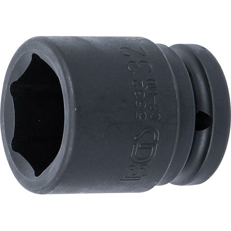 BGS llave de impacto hexagonal con cuadradillo interior de 20 mm (3/4") SW 32 mm - 5632 (1/4)
