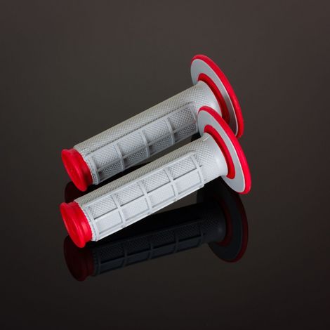 Puños RENTHAL MX Dual Compound 1/2 Waffle, Gris/Rojo