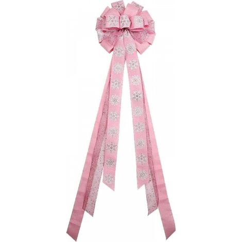 Flocons de neige pour sapin de Noël, nœuds en jute de 33 x 111 cm, décorations de fête de Noël intérieures et extérieures, dîner de Noël, cheminée (1/3)