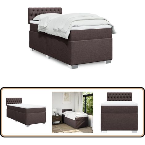 Boxspringbett mit Matratze Dunkelbraun 100x200 cm Stoff - Boxspringbett - Doppelbett - Bettsystem - Schlafsofa - Polsterbett