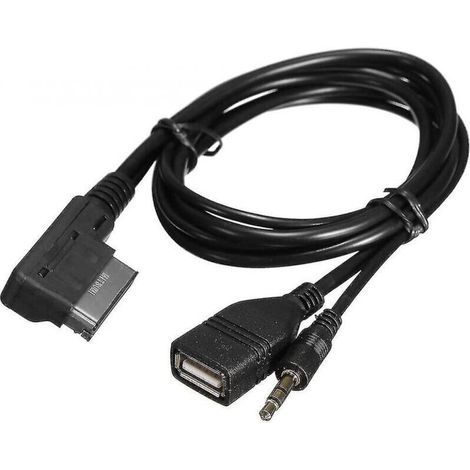 Adaptateur AMI MMI MDI vers AUX, prise jack 3,5 mm, interface audio musicale, chargeur USB, câble d'entrée auxiliaire, câble de 1,4 m pour Audi A6L, A8L, Q7, A3, A4L, A5, A1, S5, Q5 (1/4)