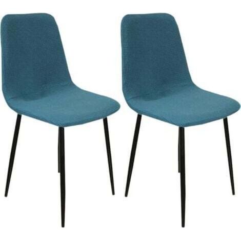 Set of 4 stretch chair covers, Scandinavian style, for dining room, in modern blue jacquard, for living room, kitchen, bedroom, home decor (1/4)