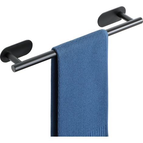 Porte-Serviettes Autocollant de 40 CM pour Salle de Bain, Cuisine, Barre de Serviette à Coller en Acier Inoxydable SUS304, sans Perçage, Finition Noir Mate