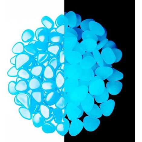 Galets Lumineux - 300 pcs - Bleu - Résine Non Toxique - Décoration Extérieure (1/3)