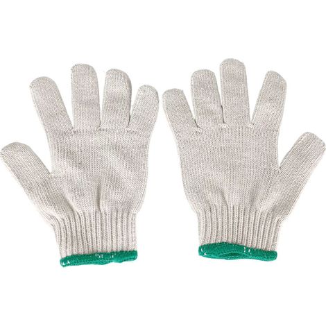 Gants de travail en coton épais blanc de 22 cm, résistants à l'usure grâce à leur mélange de nylon, idéaux pour la construction et la réparation automobile. Vente en gros disponible. (1/3)