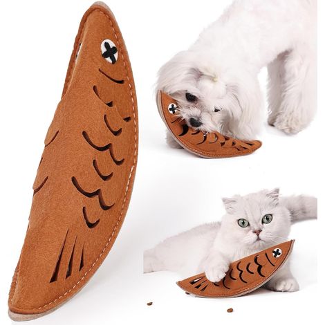 Jouet pour animaux en forme de poisson grillé, jouet olfactif interactif et éducatif pour chiens et chats, soulage l'ennui et le stress, mangeur lent (1/5)