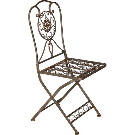 Chaise de jardin en métal Tecla 17921 Chaise en métal Chaise Jardin Vintage Fer Nostalgie Chaise en fer Marron Antique