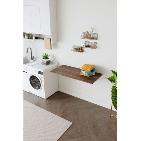 Table pliante murale pour petits espaces, adaptable à buanderie, garage, bureau, cuisine et salle à manger