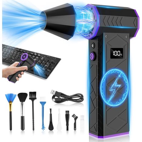 Mini souffleur à air comprimé, 130 000 tr/min, sans fil, avec moteur sans balais, 4 vitesses réglables, rechargeable avec écran HD et lumière LED, pour clavier, PC, voiture, maison (1/5)