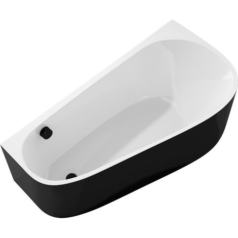 PROJEKTA DR MONOLITH Baignoire autoportante murale 156x77x60cm, blanc/noir (1/4)